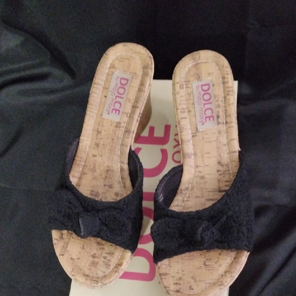 Mojo Moxy Black Mules Cork Sole